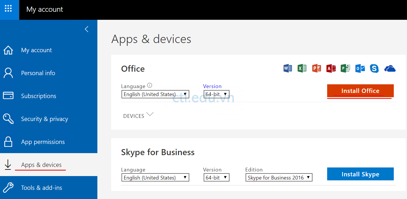 Install Office 365 App