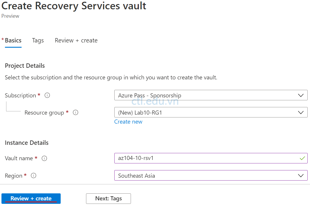 Recovery Services vault