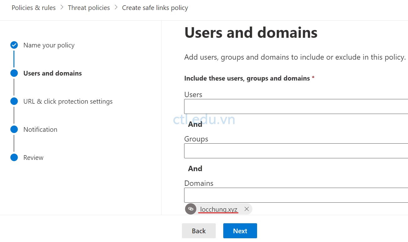 Safe Links policy