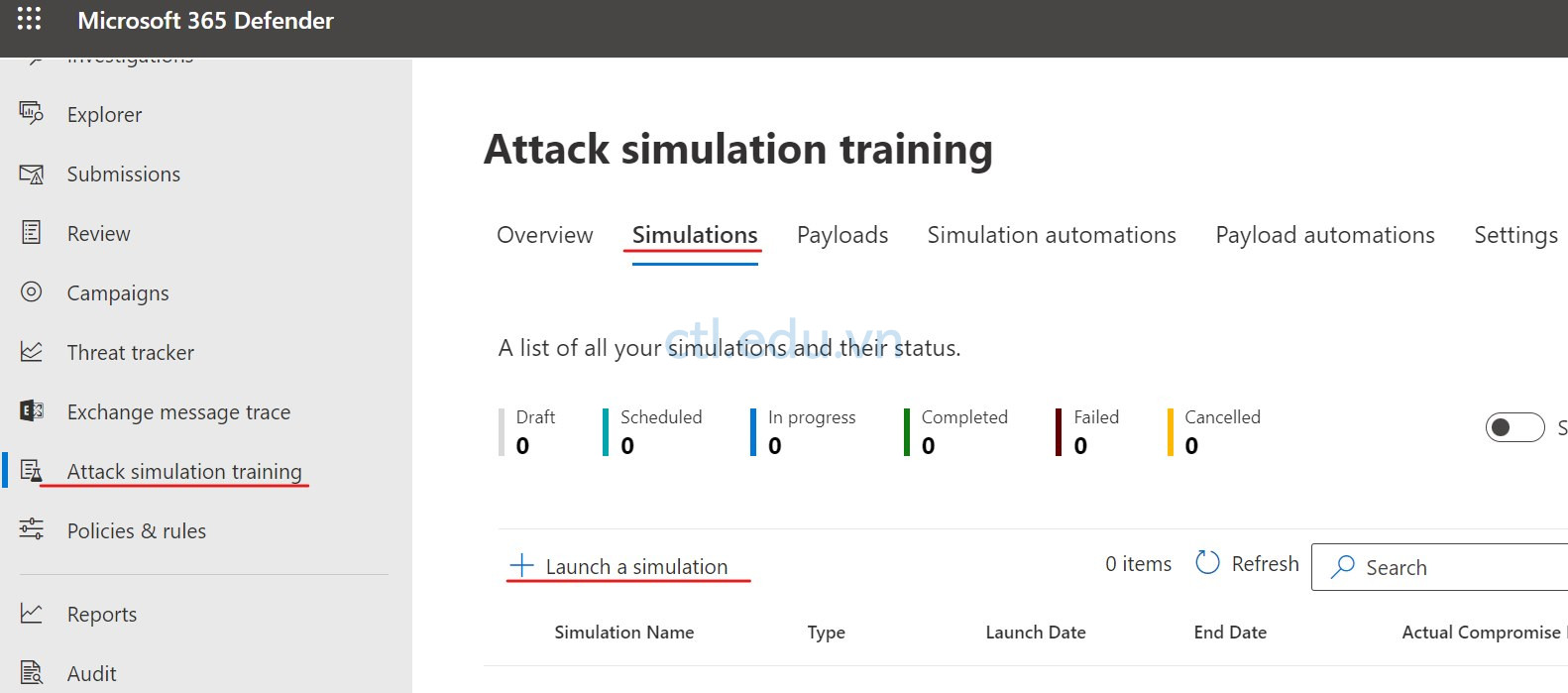 Attack Simulator Training