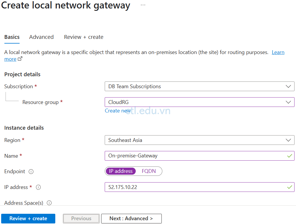 Azure VPN Site to Site with RRAS