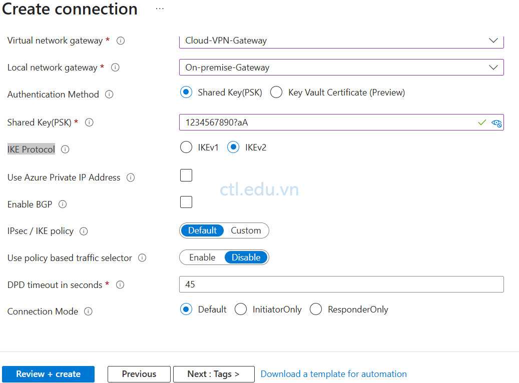 Azure VPN Site to Site with RRAS
