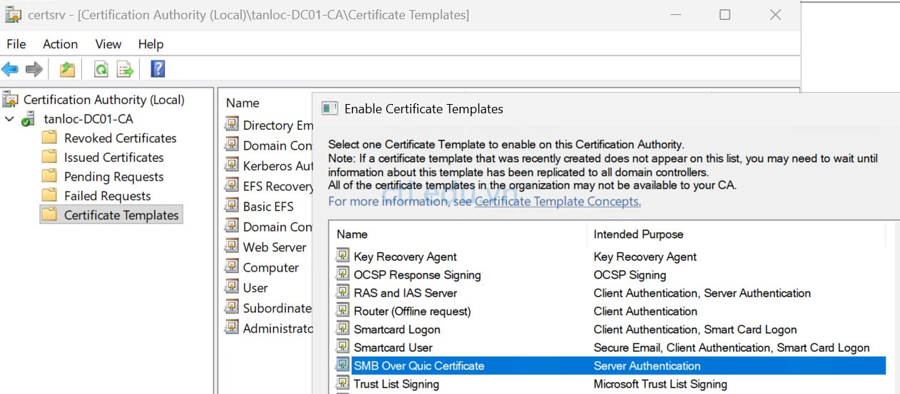 Configure SMB Over Quic