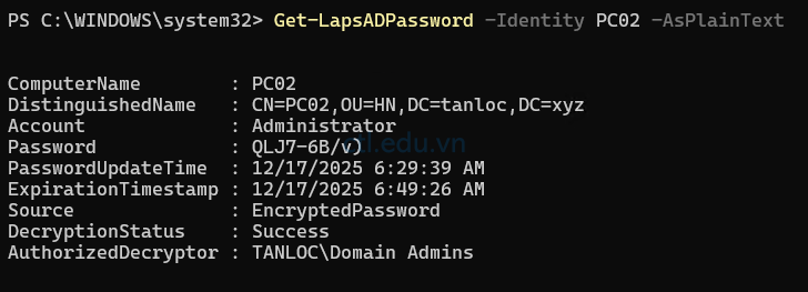 laps on windows server 2025
