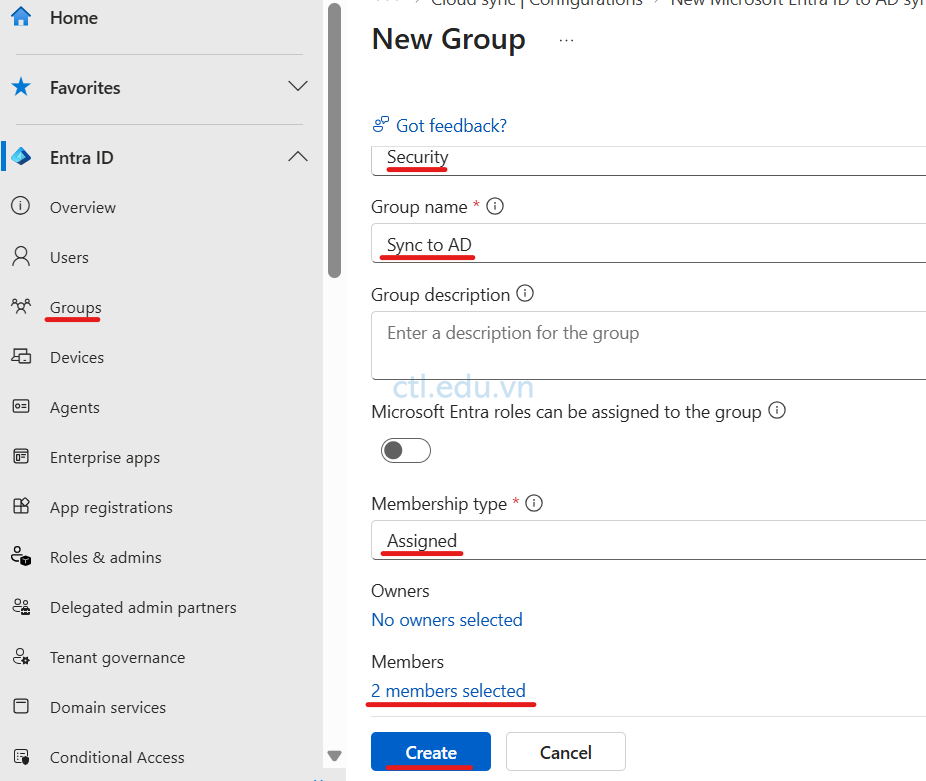 Microsoft Entra ID to Active Directory